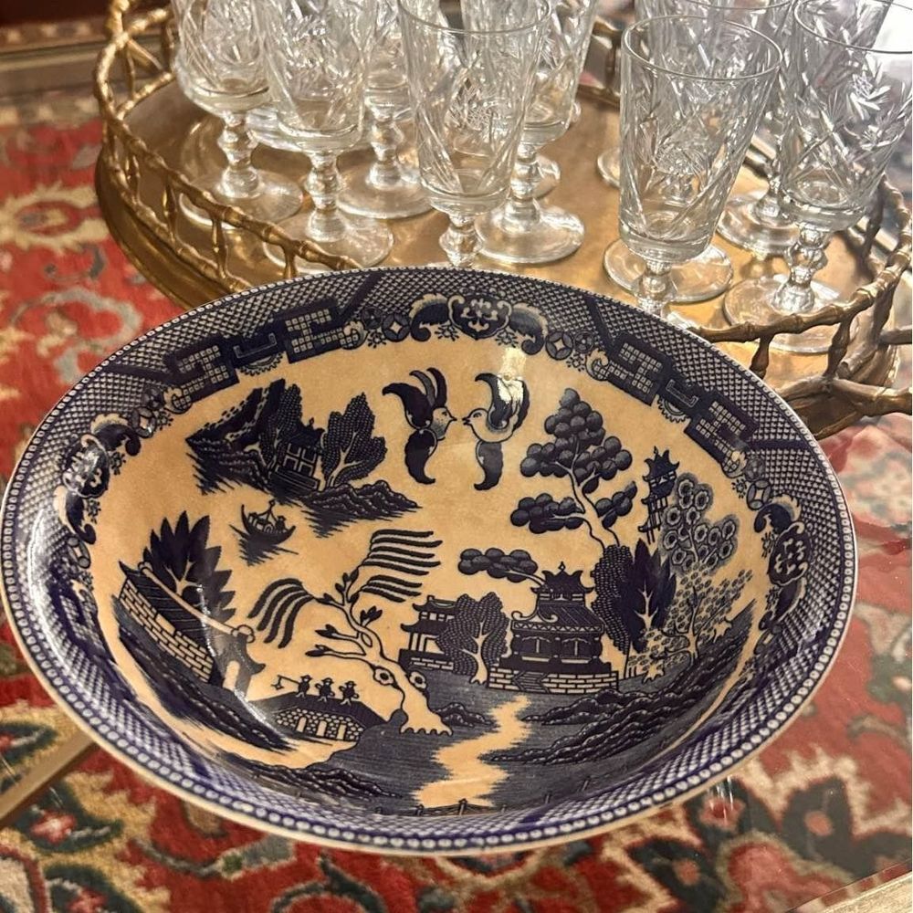 Antique/Vintage Blue Willow Serving Bowl-Japan - Picture 5 of 5